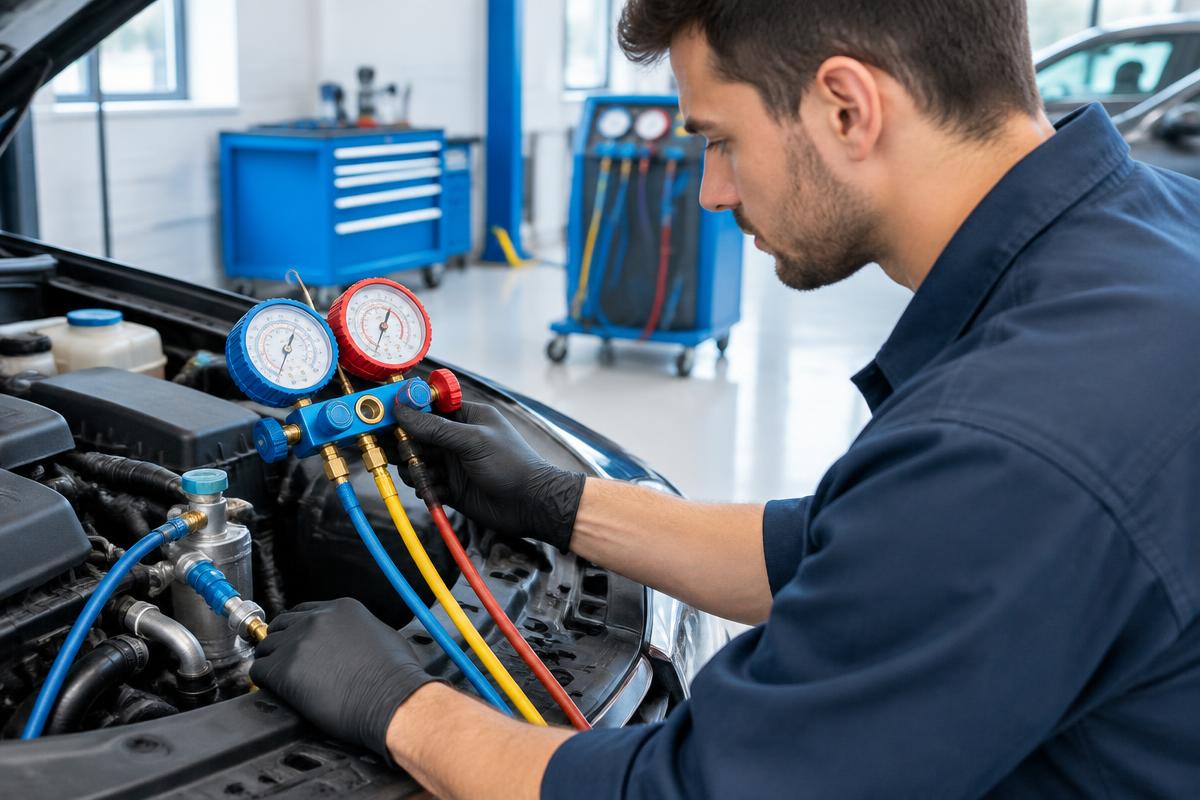 Diagnóstico profissional do sistema de ar-condicionado automotivo